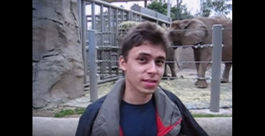 Tháng 4 năm 2005: Các video đầu tiên được đưa lên trang web, 'Me tại vườn thú,' là chỉ dài 19 giây. Video là chính xác như nó âm thanh: người sáng lập Jawed Karim ở vườn thú San Diego đứng ở phía trước của voi và nói về thân họ.