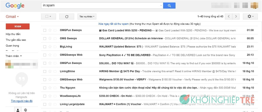 Người dùng Yahoo Mail, Gmail thường phát mệt với tin nhắn rác mỗi ngày.