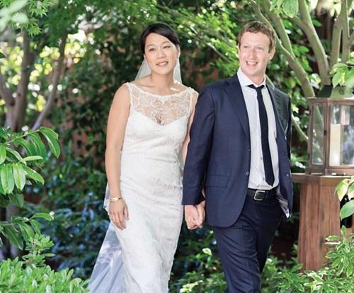 Chú rể Mark Zuckerberg và cô dâu Proscilla Chan. 