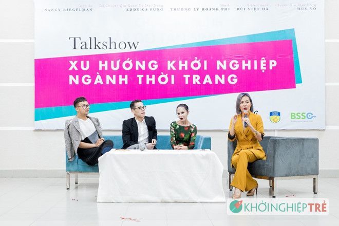 Các chuyên gia trong lĩnh vực thời trang gồm NTK Huy Võ, Eddy Fung, GS. Nancy Riegelman chia sẻ tại talkshow.