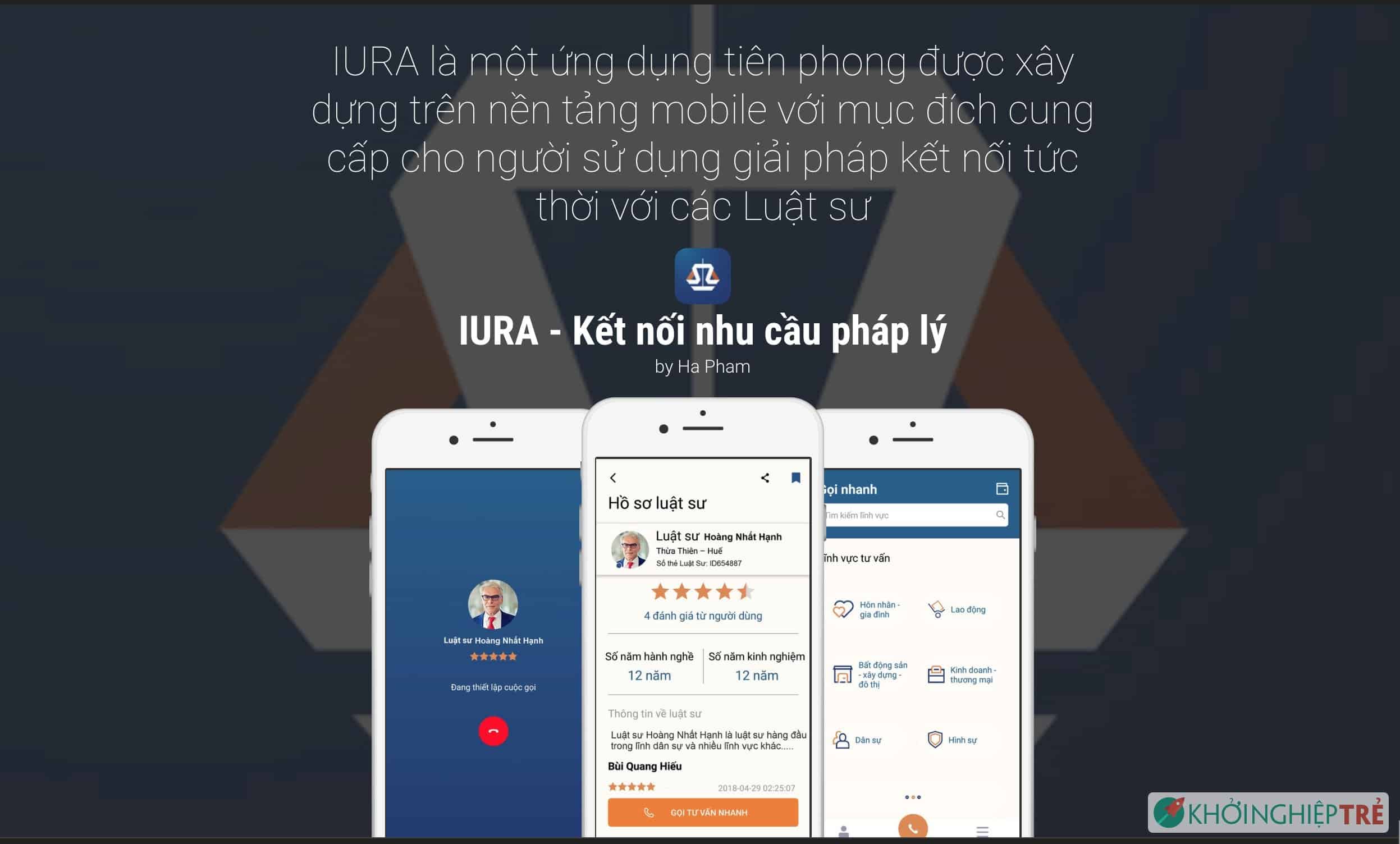 IURA - Kết nối nhu cầu pháp lý là một ứng dụng tiên phong được xây dựng trên nền tảng mobile với mục đích cung cấp cho người sử dụng giải pháp kết nối tức thời với các Luật sư