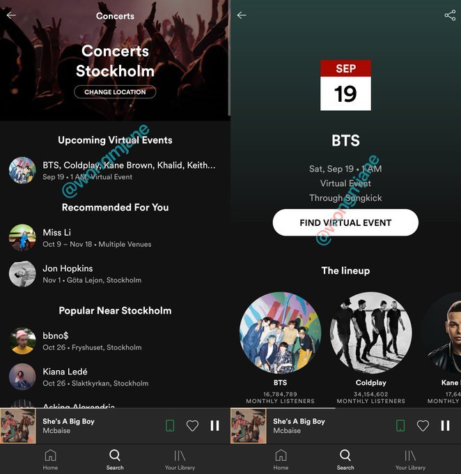 Spotify triển khai tính năng dành cho concert trực tuyến